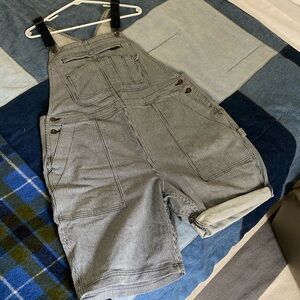 Duluth overall shorts, denim, ticking stripe, large, very comfortable!